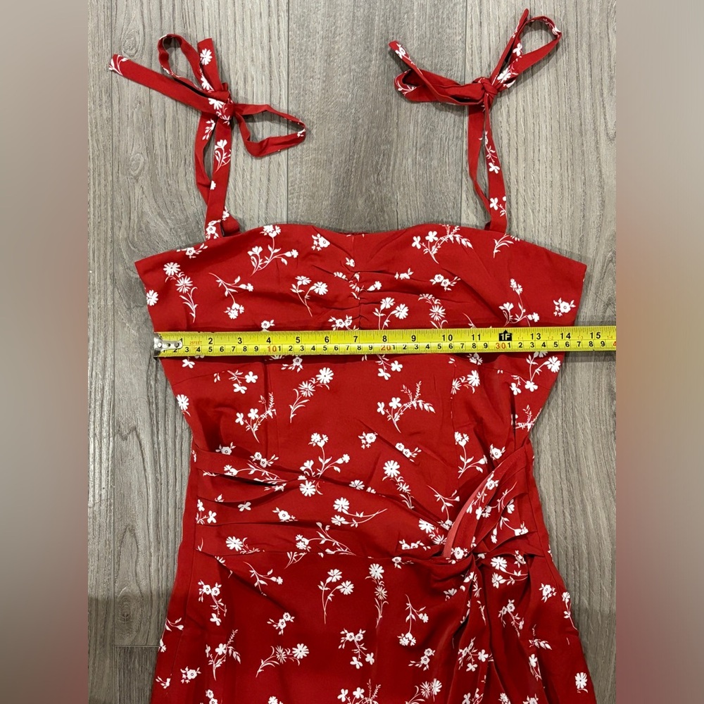 SOLD- NWT Petite Studio NYC Lorraine Midi Dress Red Floral Sun Dress Women’s XS - Picture 12 of 14